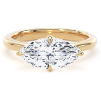 18ct Yellow Gold East-West 2.00cttw Marquise Cut Lab Grown Diamond Solitaire Engagement Ring - Ring Size P
