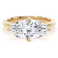 18ct Yellow Gold East-West 3.00cttw Marquise Cut Lab Grown Diamond Solitaire Engagement Ring - Ring Size S.5