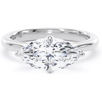 18ct White Gold East-West 2.00cttw Marquise Cut Lab Grown Diamond Solitaire Engagement Ring - Ring Size X