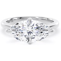 18ct White Gold East-West 3.00cttw Marquise Cut Lab Grown Diamond Solitaire Engagement Ring - Ring Size J.5