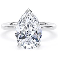 Platinum 4.00cttw Pear Cut Lab Grown Diamond Solitaire Engagement Ring - Ring Size S