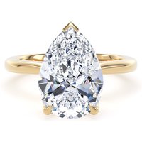 18ct Yellow Gold 4.00cttw Pear Cut Lab Grown Diamond Solitaire Engagement Ring - Ring Size O