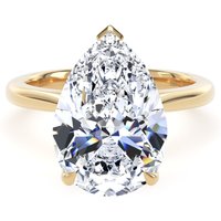 18ct Yellow Gold 5.00cttw Pear Cut Lab Grown Diamond Solitaire Engagement Ring - Ring Size P