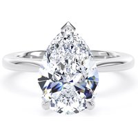 18ct White Gold 3.00cttw Pear Cut Lab Grown Diamond Solitaire Engagement Ring - Ring Size K
