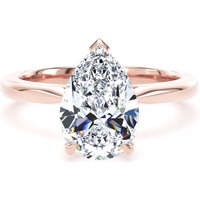 18ct Rose Gold 2.00cttw Pear Cut Lab Grown Diamond Solitaire Engagement Ring - Ring Size K
