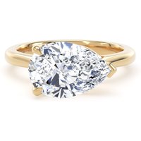 18ct Yellow Gold East-West 3.00cttw Pear Cut Lab Grown Diamond Solitaire Engagement Ring - Ring Size U.5