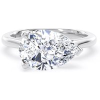 18ct White Gold East-West 3.00cttw Pear Cut Lab Grown Diamond Solitaire Engagement Ring - Ring Size X.5