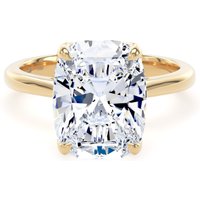 18ct Yellow Gold 5.00cttw Elongated Cushion Cut Lab Grown Diamond Solitaire Engagement Ring - Ring Size X