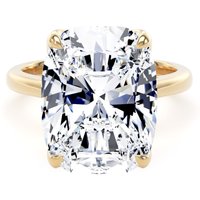 18ct Yellow Gold 10.00cttw Elongated Cushion Cut Lab Grown Diamond Solitaire Engagement Ring - Ring Size P