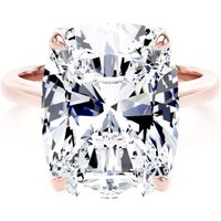 18ct Rose Gold 10.00cttw Elongated Cushion Cut Lab Grown Diamond Solitaire Engagement Ring - Ring Size G