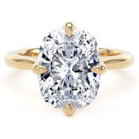 18ct Yellow Gold Compass Set 5.00cttw Elongated Cushion Cut Lab Grown Diamond Solitaire Engagement Ring - Ring Size O