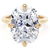 18ct Yellow Gold Compass Set 10.00cttw Elongated Cushion Cut Lab Grown Diamond Solitaire Engagement Ring - Ring Size R