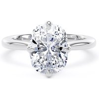 18ct White Gold Compass Set 3.00cttw Elongated Cushion Cut Lab Grown Diamond Solitaire Engagement Ring - Ring Size P