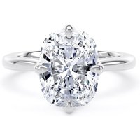 18ct White Gold Compass Set 4.00cttw Elongated Cushion Cut Lab Grown Diamond Solitaire Engagement Ring - Ring Size N