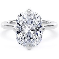 18ct White Gold Compass Set 5.00cttw Elongated Cushion Cut Lab Grown Diamond Solitaire Engagement Ring - Ring Size N
