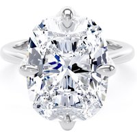 18ct White Gold Compass Set 10.00cttw Elongated Cushion Cut Lab Grown Diamond Solitaire Engagement Ring - Ring Size G.5