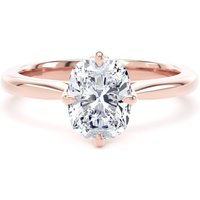 18ct Rose Gold Compass Set 1.50cttw Elongated Cushion Cut Lab Grown Diamond Solitaire Engagement Ring - Ring Size G