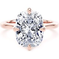 18ct Rose Gold Compass Set 5.00cttw Elongated Cushion Cut Lab Grown Diamond Solitaire Engagement Ring - Ring Size K.5