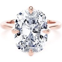 18ct Rose Gold Compass Set 7.00cttw Elongated Cushion Cut Lab Grown Diamond Solitaire Engagement Ring - Ring Size P