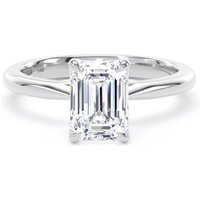 Platinum 1.50cttw Emerald Cut Lab Grown Diamond Solitaire Engagement Ring - Ring Size R.5