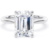 Platinum 4.00cttw Emerald Cut Lab Grown Diamond Solitaire Engagement Ring - Ring Size R.5
