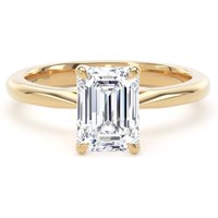 18ct Yellow Gold 1.50cttw Emerald Cut Lab Grown Diamond Solitaire Engagement Ring - Ring Size T