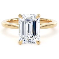 18ct Yellow Gold 3.00cttw Emerald Cut Lab Grown Diamond Solitaire Engagement Ring - Ring Size Q.5
