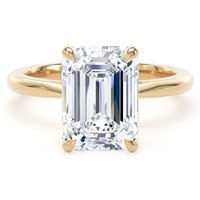 18ct Yellow Gold 4.00cttw Emerald Cut Lab Grown Diamond Solitaire Engagement Ring - Ring Size X.5