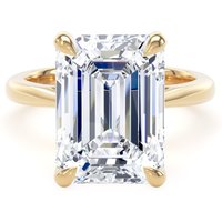 18ct Yellow Gold 7.00cttw Emerald Cut Lab Grown Diamond Solitaire Engagement Ring - Ring Size J