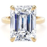 18ct Yellow Gold 10.00cttw Emerald Cut Lab Grown Diamond Solitaire Engagement Ring - Ring Size X.5