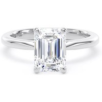 18ct White Gold 2.00cttw Emerald Cut Lab Grown Diamond Solitaire Engagement Ring - Ring Size U