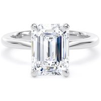 18ct White Gold 3.00cttw Emerald Cut Lab Grown Diamond Solitaire Engagement Ring - Ring Size R