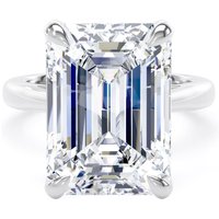 18ct White Gold 10.00cttw Emerald Cut Lab Grown Diamond Solitaire Engagement Ring - Ring Size L