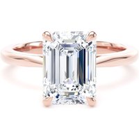 18ct Rose Gold 3.00cttw Emerald Cut Lab Grown Diamond Solitaire Engagement Ring - Ring Size H.5