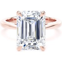 18ct Rose Gold 5.00cttw Emerald Cut Lab Grown Diamond Solitaire Engagement Ring - Ring Size F