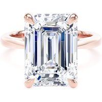 18ct Rose Gold 7.00cttw Emerald Cut Lab Grown Diamond Solitaire Engagement Ring - Ring Size P