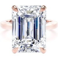 18ct Rose Gold 10.00cttw Emerald Cut Lab Grown Diamond Solitaire Engagement Ring - Ring Size I