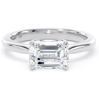 Platinum East-West 1.50cttw Emerald Cut Lab Grown Diamond Solitaire Engagement Ring - Ring Size F.5