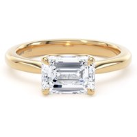 18ct Yellow Gold East-West 1.50cttw Emerald Cut Lab Grown Diamond Solitaire Engagement Ring - Ring Size T.5