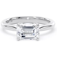 18ct White Gold East-West 1.50cttw Emerald Cut Lab Grown Diamond Solitaire Engagement Ring - Ring Size L