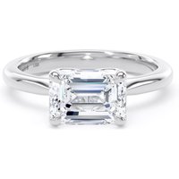 18ct White Gold East-West 2.00cttw Emerald Cut Lab Grown Diamond Solitaire Engagement Ring - Ring Size L.5
