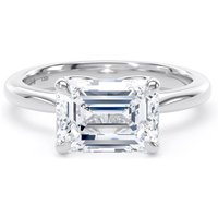 18ct White Gold East-West 3.00cttw Emerald Cut Lab Grown Diamond Solitaire Engagement Ring - Ring Size H