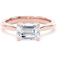 18ct Rose Gold East-West 1.50cttw Emerald Cut Lab Grown Diamond Solitaire Engagement Ring - Ring Size F.5