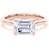18ct Rose Gold East-West 2.00cttw Emerald Cut Lab Grown Diamond Solitaire Engagement Ring - Ring Size K