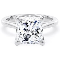 Platinum 4.00cttw Princess Cut Lab Grown Diamond Solitaire Engagement Ring - Ring Size S.5