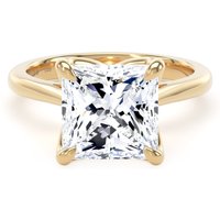 18ct Yellow Gold 4.00cttw Princess Cut Lab Grown Diamond Solitaire Engagement Ring - Ring Size H.5