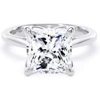 18ct White Gold 4.00cttw Princess Cut Lab Grown Diamond Solitaire Engagement Ring - Ring Size L.5