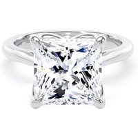 18ct White Gold 5.00cttw Princess Cut Lab Grown Diamond Solitaire Engagement Ring - Ring Size S