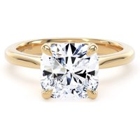 18ct Yellow Gold 3.00cttw Cushion Cut Lab Grown Diamond Solitaire Engagement Ring - Ring Size K.5