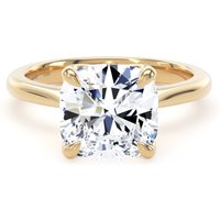 18ct Yellow Gold 4.00cttw Cushion Cut Lab Grown Diamond Solitaire Engagement Ring - Ring Size U